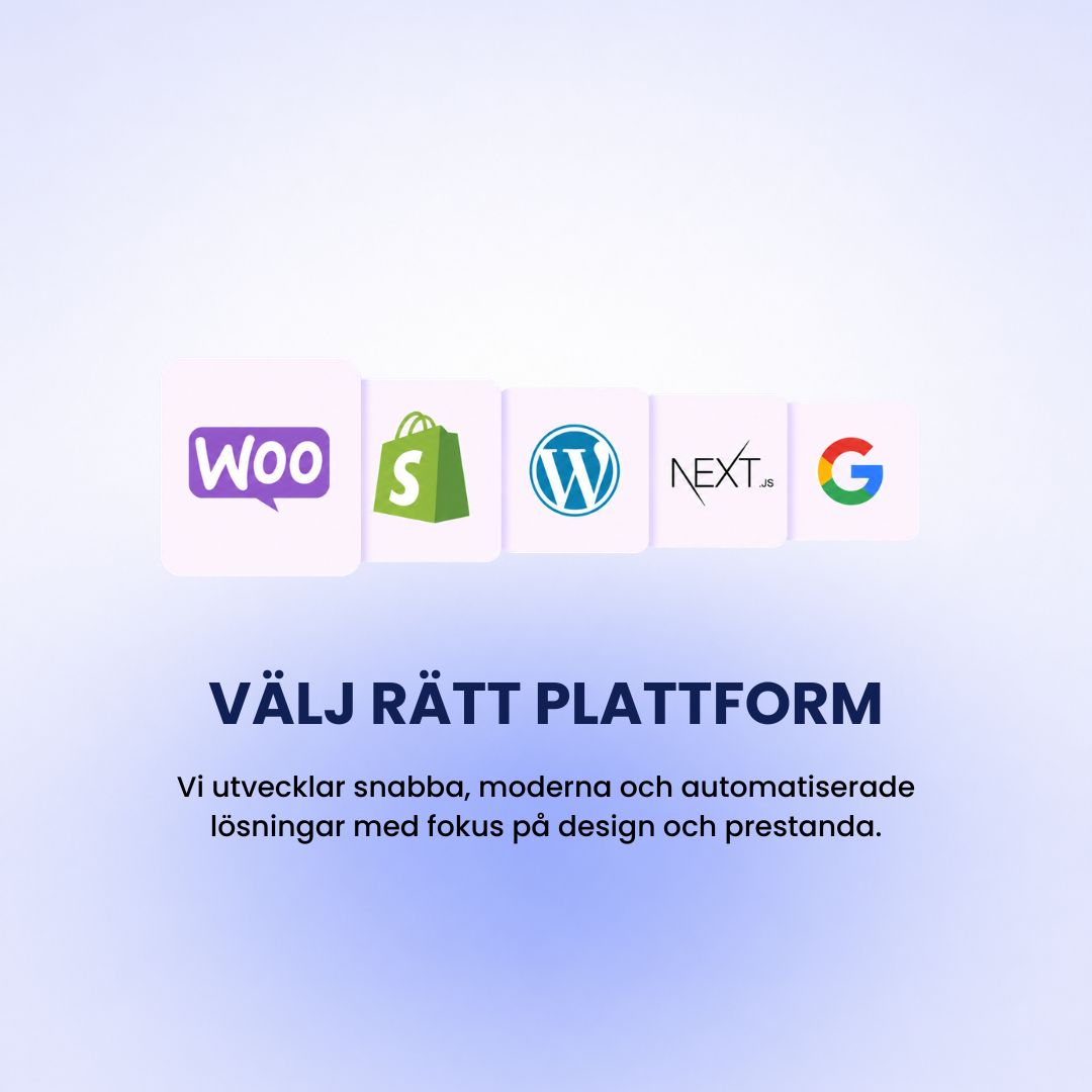 Exempel på webbplatser vi byggt med WordPress, WooCommerce, Shopify och Next.js